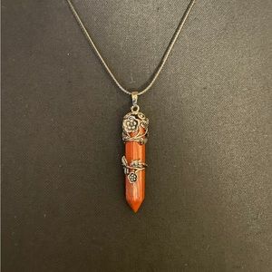 Red jasper flower necklace.